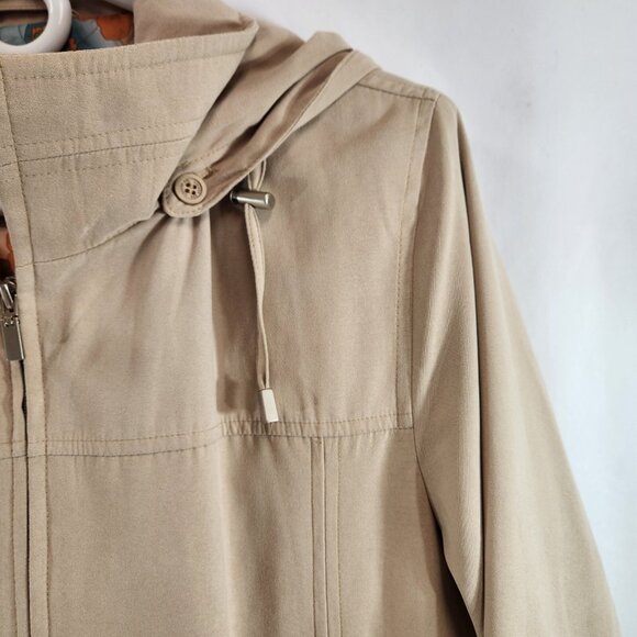 London Fog Sport Trench Coat Beige Size Large Womens Hooded - Picture 4 of 11
